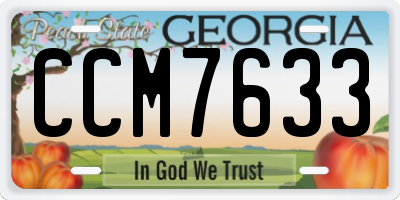 GA license plate CCM7633