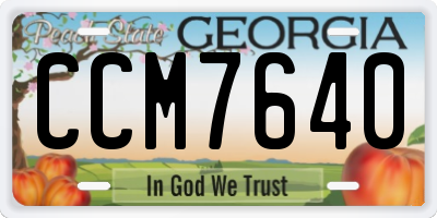 GA license plate CCM7640