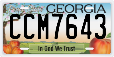 GA license plate CCM7643