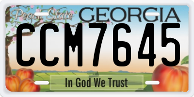 GA license plate CCM7645