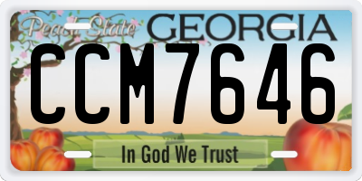 GA license plate CCM7646