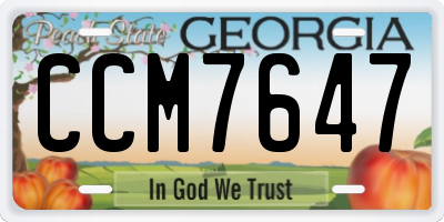 GA license plate CCM7647
