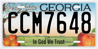 GA license plate CCM7648