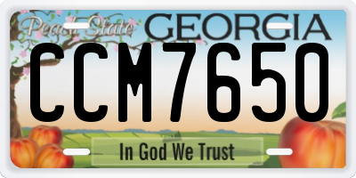 GA license plate CCM7650