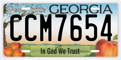 GA license plate CCM7654