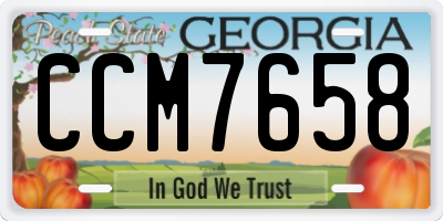 GA license plate CCM7658