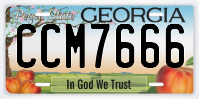GA license plate CCM7666