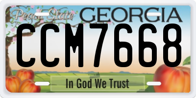 GA license plate CCM7668