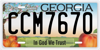 GA license plate CCM7670