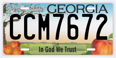 GA license plate CCM7672
