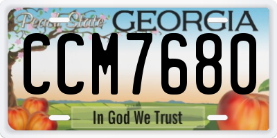 GA license plate CCM7680