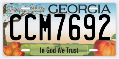 GA license plate CCM7692