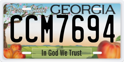 GA license plate CCM7694