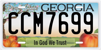 GA license plate CCM7699