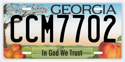 GA license plate CCM7702