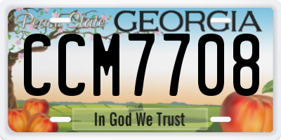 GA license plate CCM7708