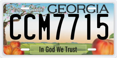 GA license plate CCM7715