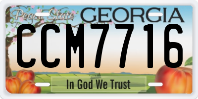 GA license plate CCM7716