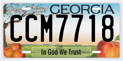GA license plate CCM7718