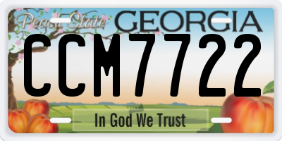 GA license plate CCM7722