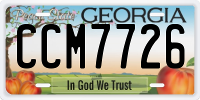 GA license plate CCM7726