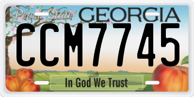 GA license plate CCM7745