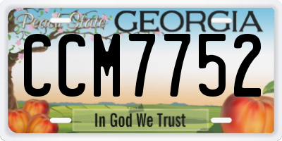 GA license plate CCM7752