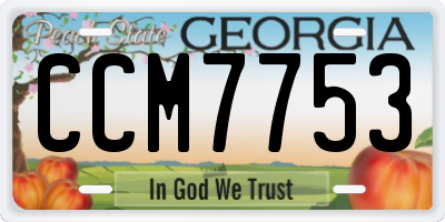 GA license plate CCM7753