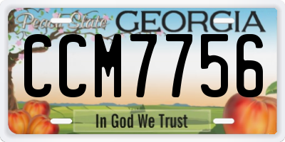 GA license plate CCM7756