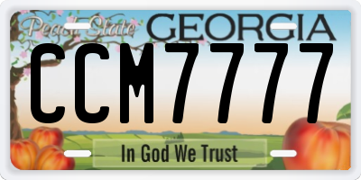 GA license plate CCM7777