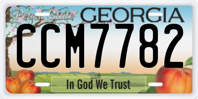 GA license plate CCM7782