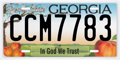 GA license plate CCM7783