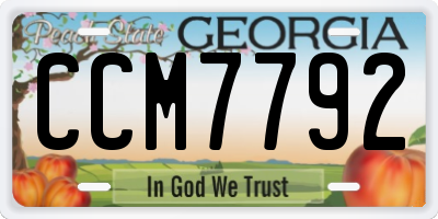 GA license plate CCM7792