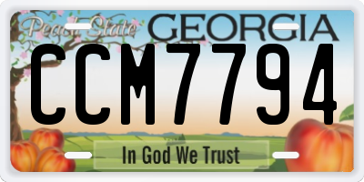 GA license plate CCM7794