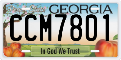 GA license plate CCM7801