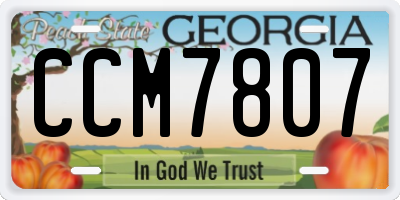 GA license plate CCM7807