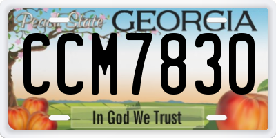 GA license plate CCM7830