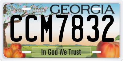 GA license plate CCM7832