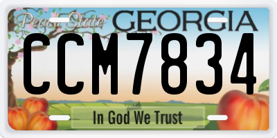 GA license plate CCM7834