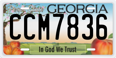 GA license plate CCM7836