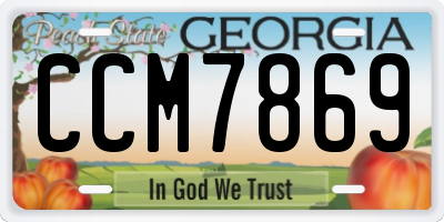GA license plate CCM7869