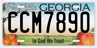 GA license plate CCM7890