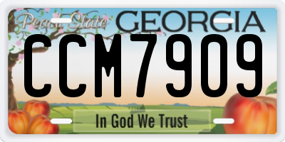 GA license plate CCM7909