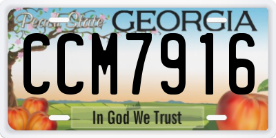 GA license plate CCM7916