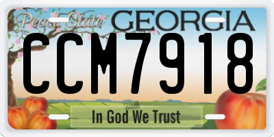 GA license plate CCM7918