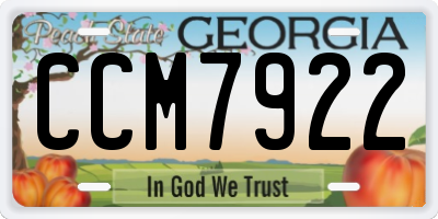 GA license plate CCM7922