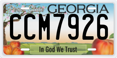 GA license plate CCM7926