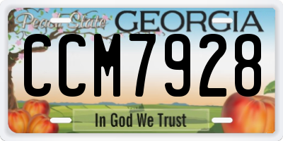 GA license plate CCM7928