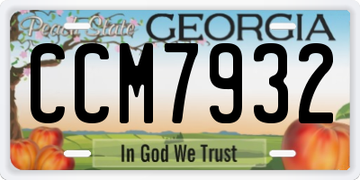 GA license plate CCM7932