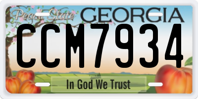 GA license plate CCM7934